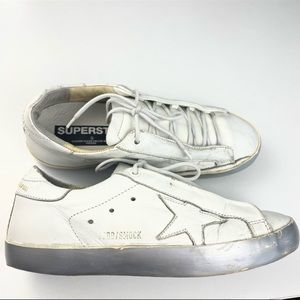 Golden Goose Sneakers Superstar Smock White Leather Gray Sz 39